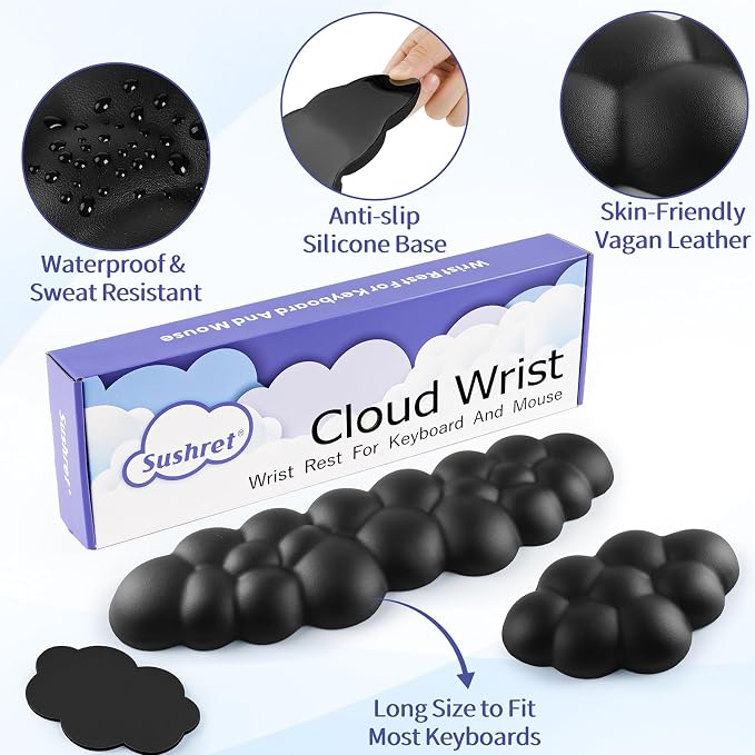 Sushret Cloud Wrist Rest Keyboard, Cloud Keyboard Wrist Pad Set - Image 5