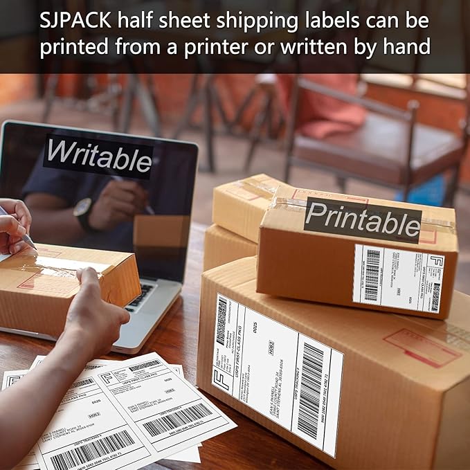 Half Page Self Adhesive Shipping Labels, 8.5" x 5.5" Shipping Labels Compatible Laser & Inkjet Printer 2 Label Per Sheet (250 sheets-500 Label)-DeskLoop Office