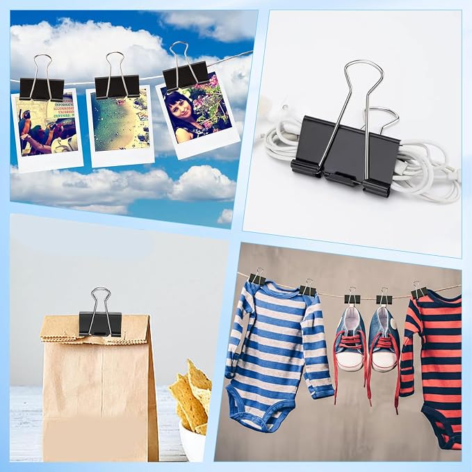 Binder Clips Assorted Sizes, 4 Sizes Cute Binder Clips Large Medium Binder Clip - Image 5