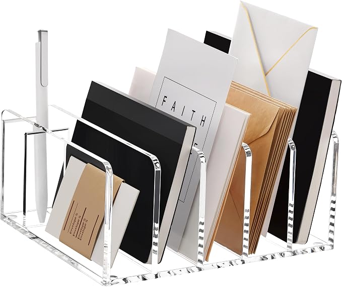SANRUI Acrylic Mail Organizer, 5 Compartments File Holder - Image 9