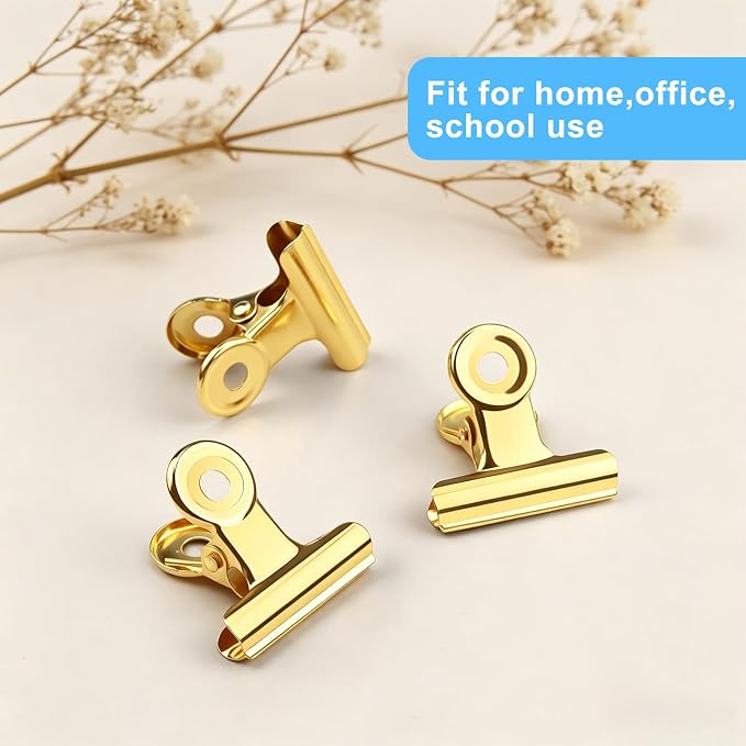 60 Pcs Metal Bulldog Clips Small Gold Binder Clips, Mini Bull Hinge Clips - Image 7