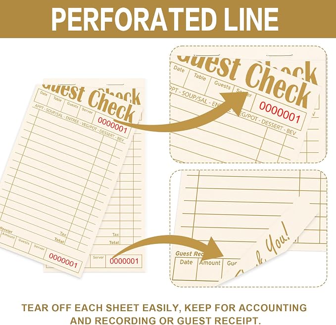 Guest Checks Books for Servers, Server Note Pads, 12 Pack, Natural Color Paper - Image 4