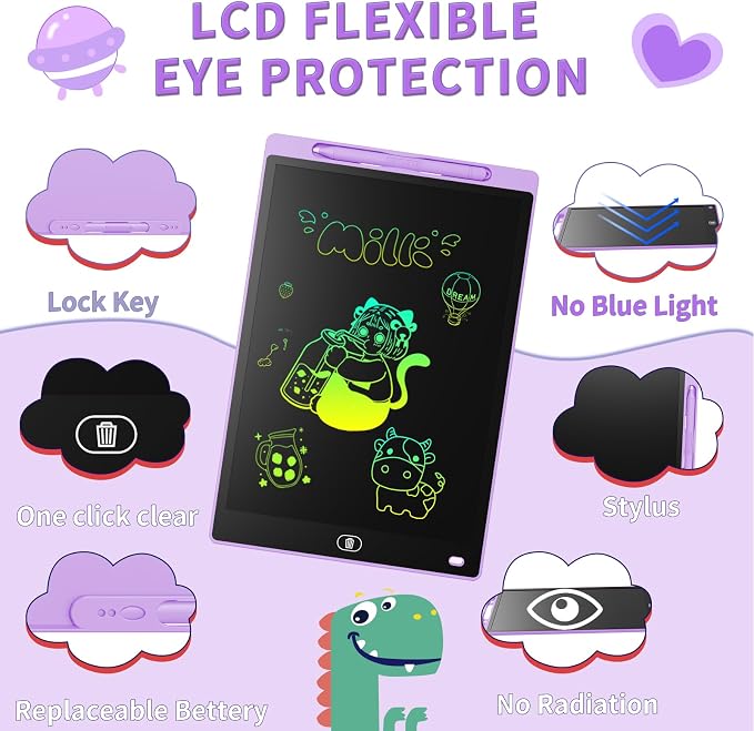 Genialba LCD Writing Board 8.5 Inches, Colourful Electronic Tablet, Portable - Image 2