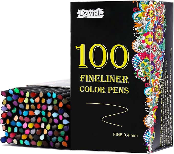 Dyvicl Journal Planner Pens Colored Pens, 100 Colors 0.4mm Fineliner Pen Set by Dyvicl