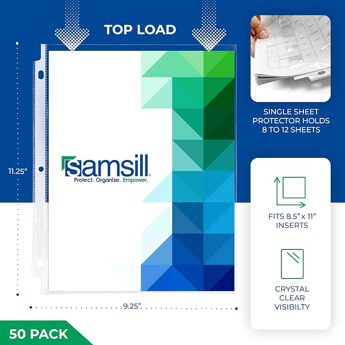 Samsill 50 Pack Sheet Protectors, 8.5x11 Inch Page Protectors - Image 2