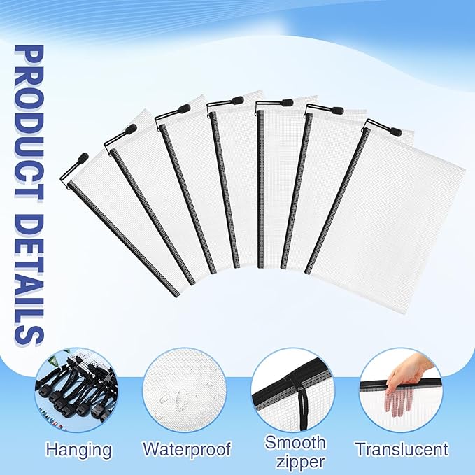 Jetec 32 Pcs Mesh Zipper Bags Toy Storage Bikini Organizer Bag Bolsas Para Guardar Trajes De Baño Waterproof Zipper Reusable Pouch Puzzle Multipurpose for Storage Office(Black,5.1 x 4.1 Inch)-DeskLoop Office