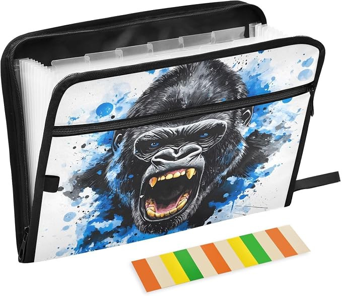 Expanding File Folder King Kong Blue Face Accordion File Organizer 13 Pockets by ALAZA