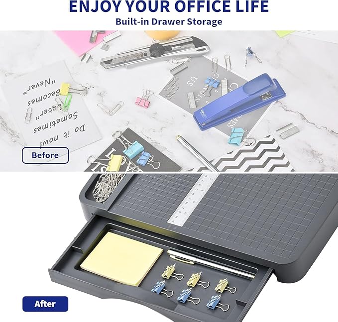 Paper Trimmer, Paper Cutter 12" Cutting Length Heavy Duty Paper Cutter with Storage Drawer, Safety Protection and Blade Lock, 12 Sheets Capacity, Cardstock/Cardboard/Laminate-DeskLoop Office