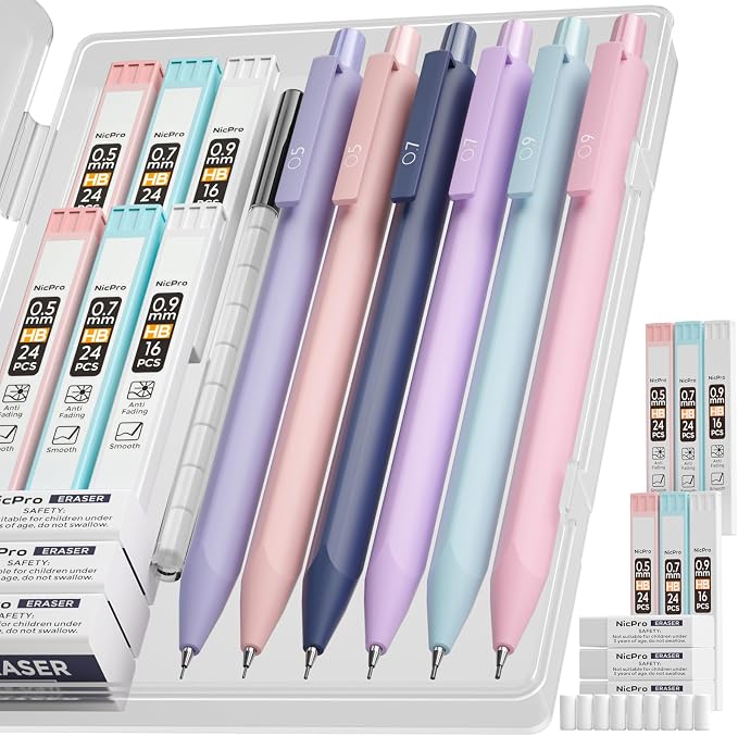 Nicpro 6PCS Pastel Mechanical Pencil Set by Nicpro