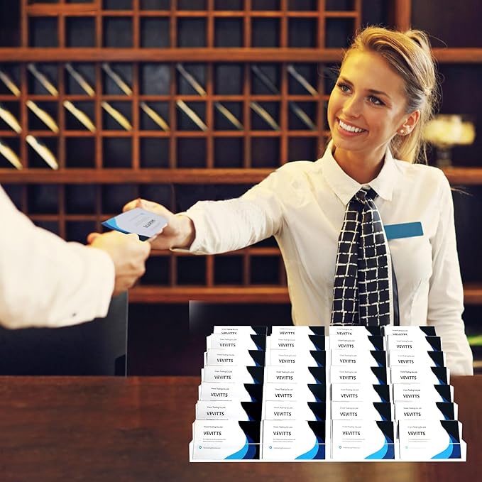 Acrylic Business Card Holder for Desk Multiple Business Card Holders 28 Slot 7 Tier Large Business Card Organizer Business Card Display Rack Clear Plastic Business Card Stand for Home Office-DeskLoop Office