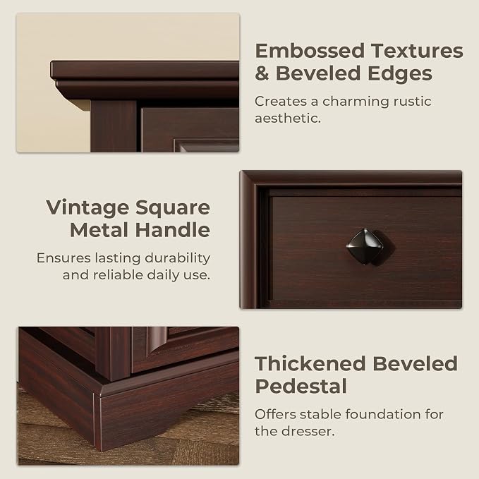 VVFLU Farmhouse 6 Drawer Dresser, Storage Dressers Organizer - Image 6