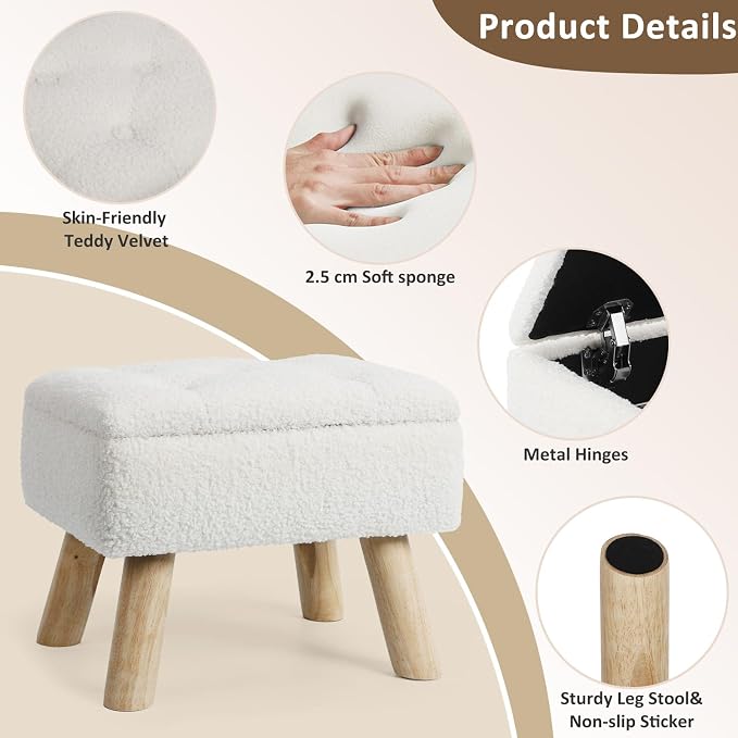 OGEMXU Storage Ottoman, Small Foot Stool Ottoman - Image 5