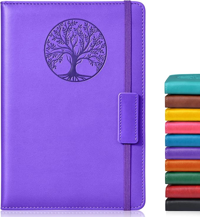 Lined Journal Notebook for Women Men,256 Pages A5 Hardcover Leather Journals for Writing,Travel,Business,Work & School,College Ruled Notebooks for Note Taking,Diary Notepad 5.7"×8.3" purple-DeskLoop Office