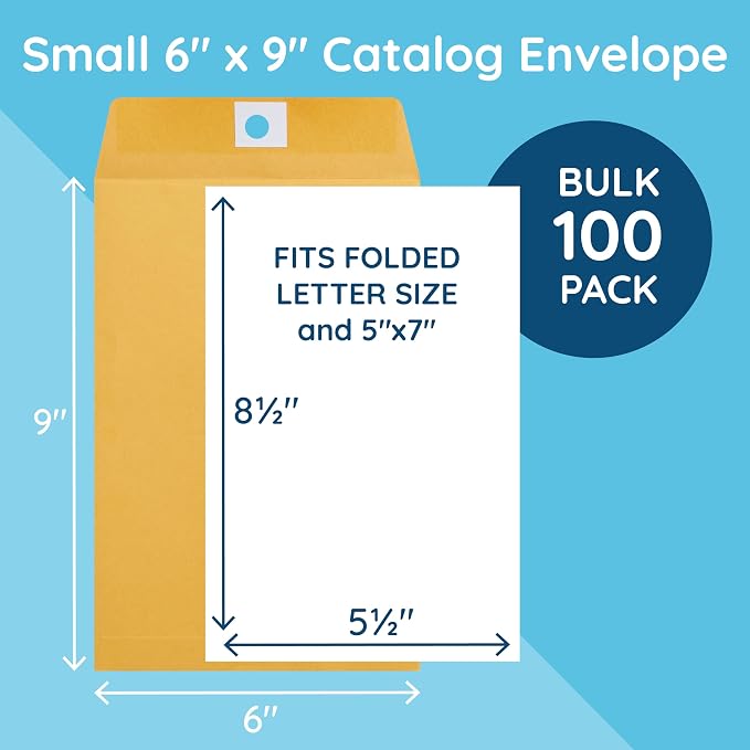 Blue Summit Supplies 100 6” x 9” Clasp Envelopes - Image 2