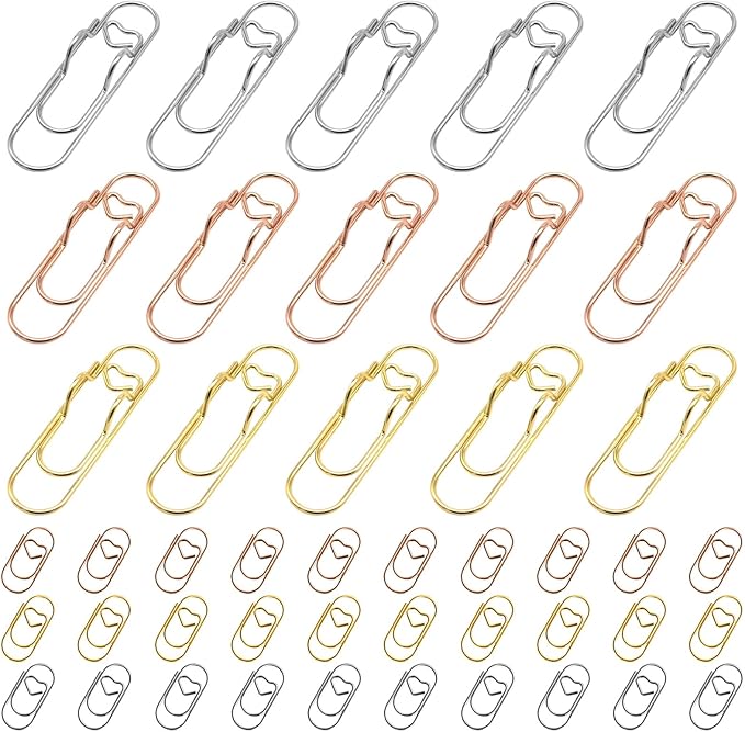 HINGTAI 15Pcs Metal Pen Holder Clip & 30Pcs Paper Clip Set by HINGTAI