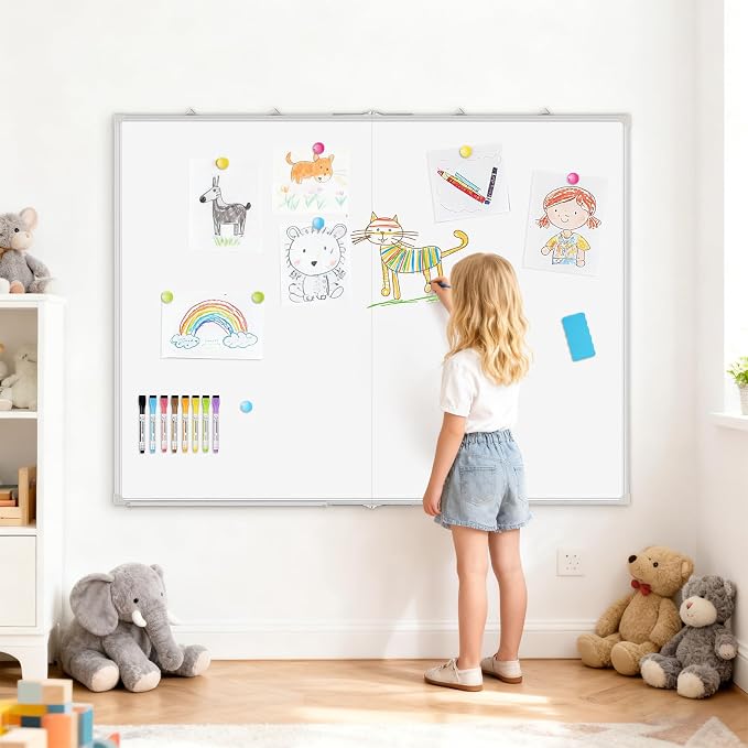 60" x 36" Double-Sided Large White Board, Foldable Magnetic Whiteboard Dry - Image 6