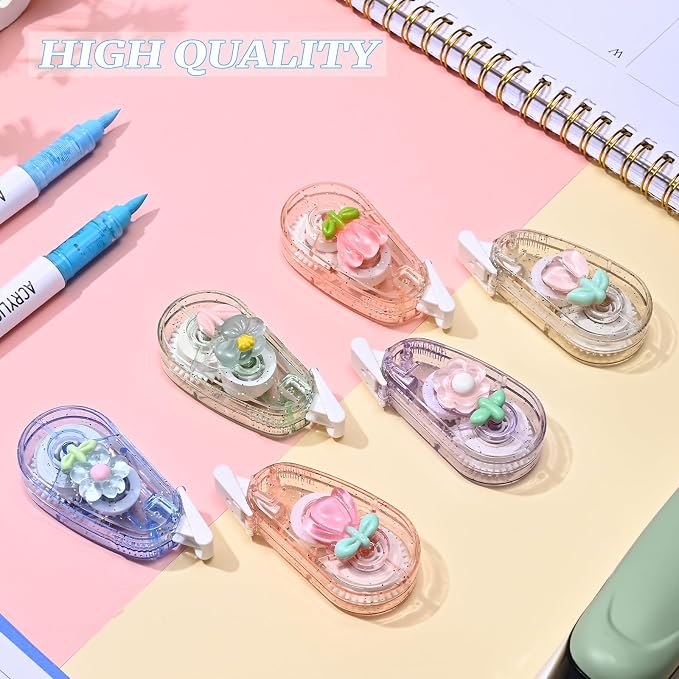 Temiary 6P Aesthetic Correction Tape, Flower | Cute Correction Applicator - Image 6