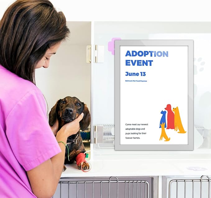 Acrylic Sign Holder 8.5" x 11" Wall Mount, Self Adhesive Magnetic Display Frame - Image 9