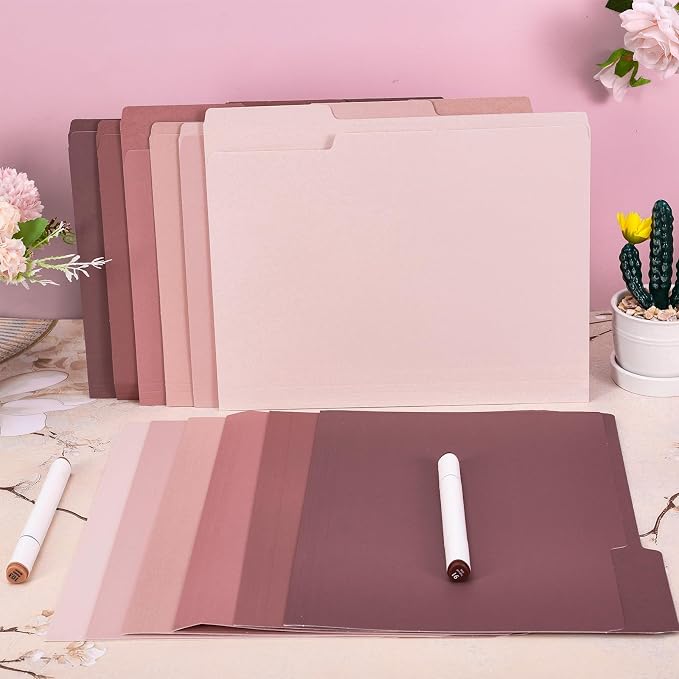 Whaline 24 Pack Dusty Pink File Folders Letter Size 6 Colors Gradient Pink File - Image 4