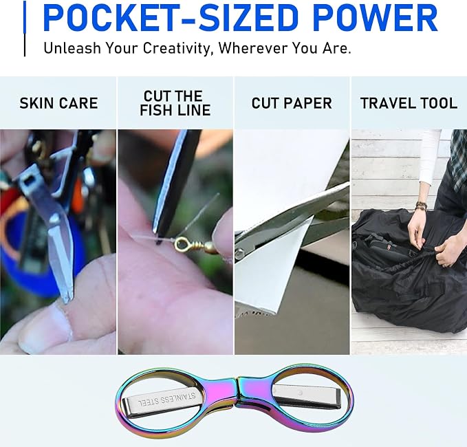 2Pcs Rainbow Folding Scissors, Portable Stainless Steel Telescopic Cutter - Image 6