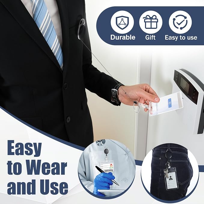 Honoson 370 Pcs Heavy Duty Retractable Badge Reels Batch ID Badge Holder - Image 4