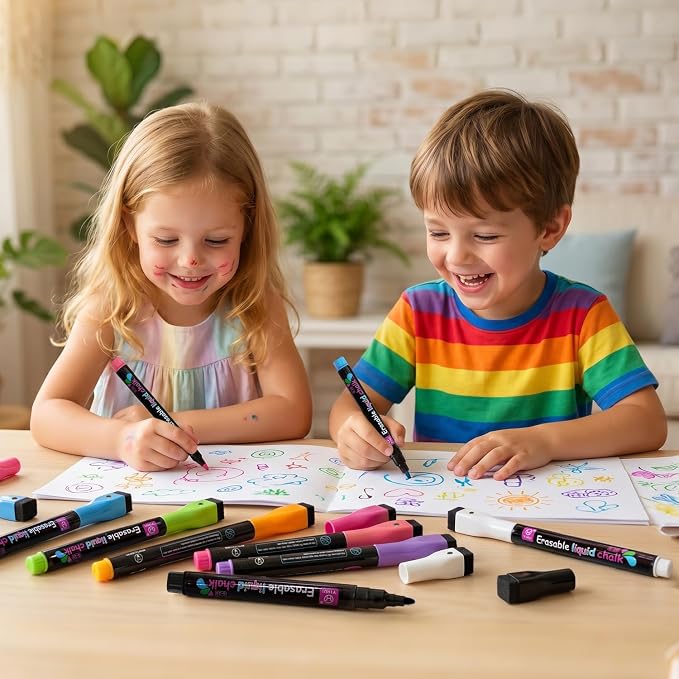 Erasable Markers for LED Acrylic Board, 9 Pack Magnetic Neon Chalk Markers 3mm - Image 4