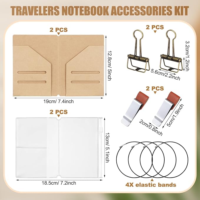 Travelers Journal Notebook Accessories Kit Include Travel Kraft File Folder - Image 2