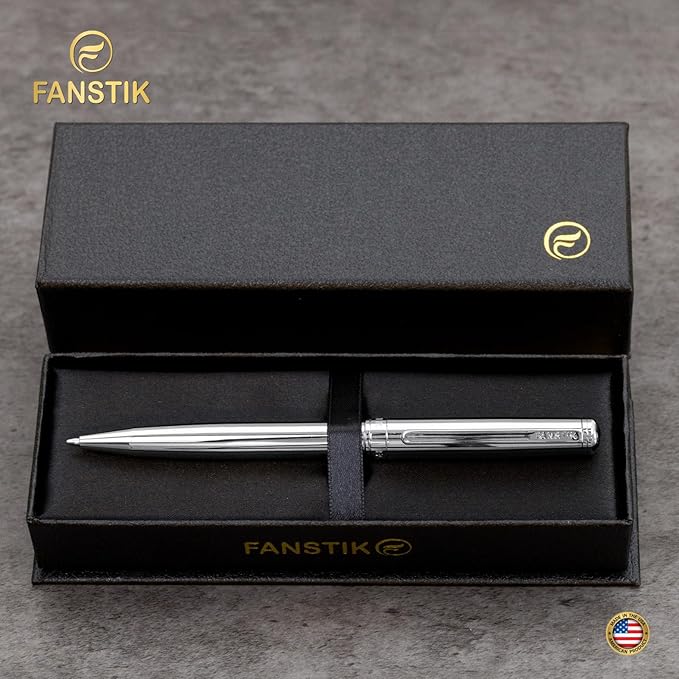 Silver Luxury ballpoint Pen (Made In USA) fancy gift set for women, Chrome Finish, Professional executive pen gift set for men (Lux BallPoint Silver)-DeskLoop Office
