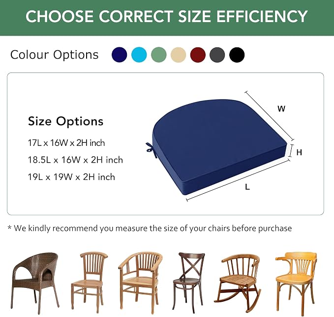 Outdoor Chair Cushions Set of 2: Waterproof & Fade Resistant Patio Furniture - Image 6