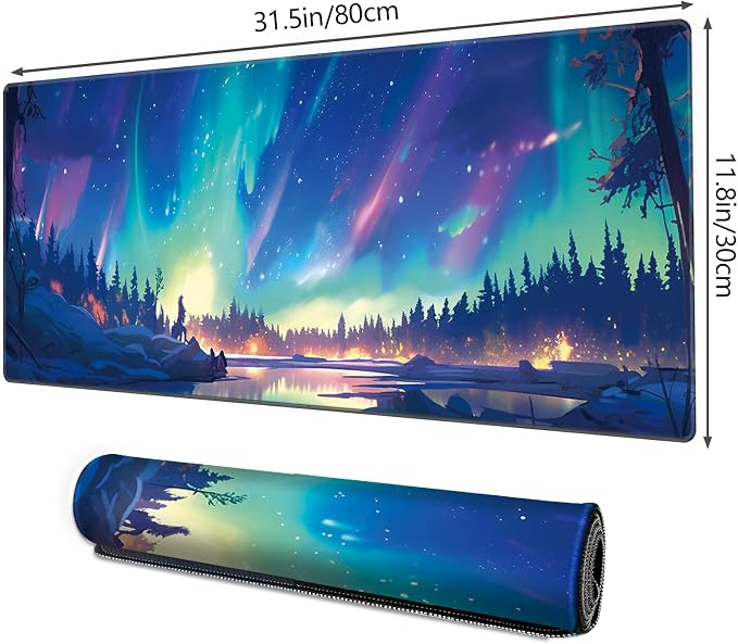 Galdas Mouse Pad for Gaming, Aurora Background Pattern XXL XL Large Mouse Mat - Image 2