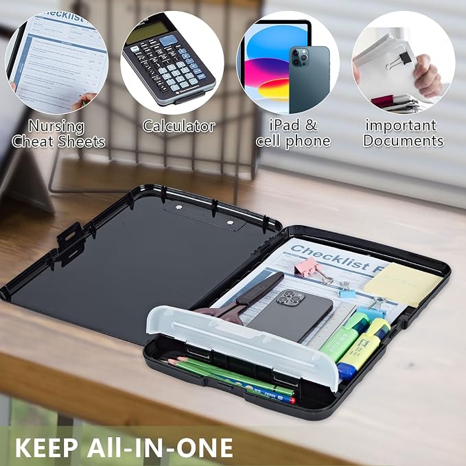 Clipboard with Storage, High Capacity Blue Octopus with Glasses Storage - Image 6