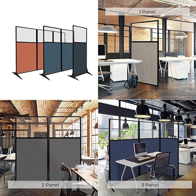 Versare Workstation Partition | Portable Wall Divider | Modern Office Cubicle | Free Standing Privacy Screen | Flexible Work Space | 99" x 70" Papaya Fabric Panels-DeskLoop Office