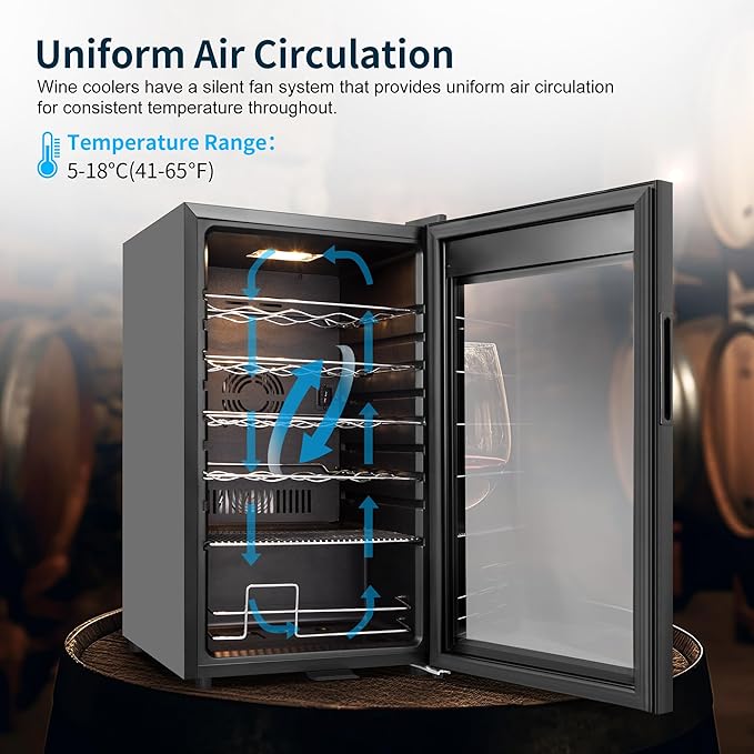24 Bottles Wine Cooler Refrigerator, Small Wine Fridge Mini Wine Fridge Countertop with Glass Door Wine Cellars for Red Wine, Champagne, Dry White Wine, Sparkling Wines-DeskLoop Office