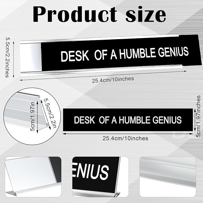 Menkxi Funny Desk Signs for Office, Novelty Nameplate Office Decor Black Desk - Image 2