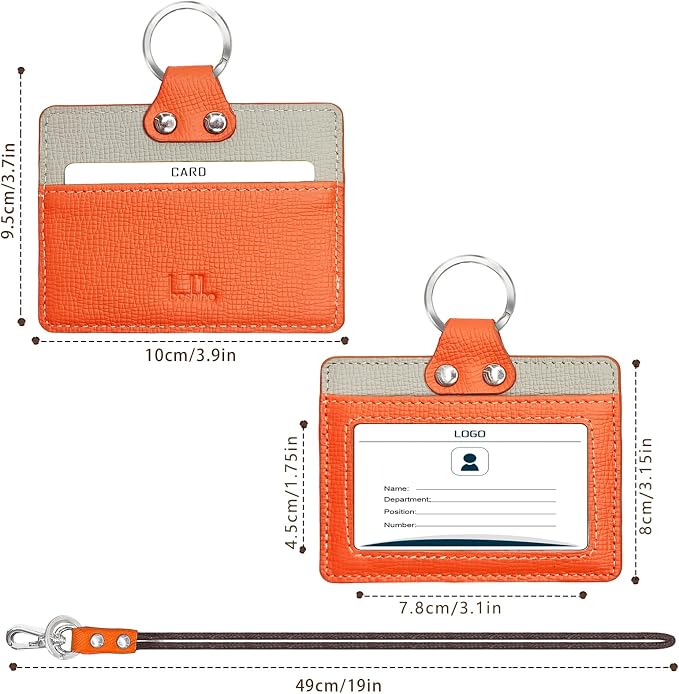 Badge Holder: Boshiho Cowhide Leather ID Badge Card Holder - Image 2