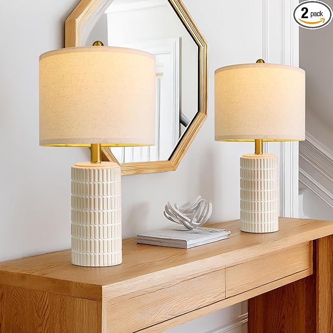 PoKat 20.75" Small Modern Ceramic Table Lamps Set of 2 by Pokat