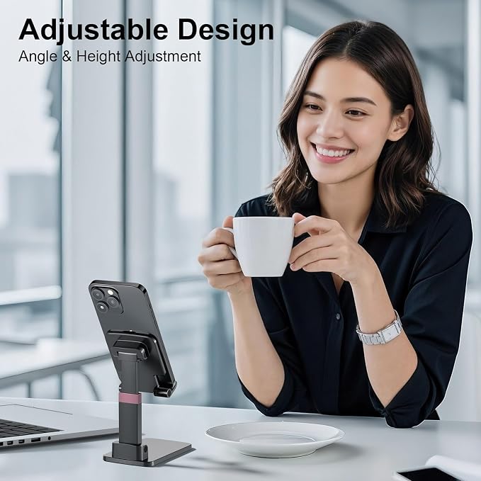 Phone Stand for Desk Cellphone Holder Height Angle Adjustable Stands, Anti-Slip - Image 4