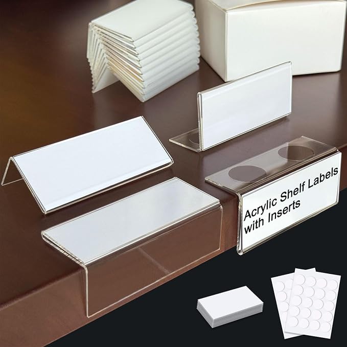 ChanQnTon Acrylic Shelf Labels, L-Shape Book Shelf Labels, Price Tags, Sign by ChanQnTon