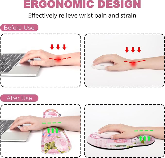 Ergonomic Mouse Pad with Wrist Rest and Keyboard Wrist Rest, Mousepad and Wrist - Image 2