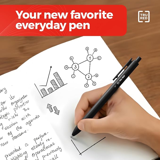 TRU RED Retractable Gel Pens, Medium Point 0.7mm, 5 Pack – Quick‑Dry Pens - Image 8