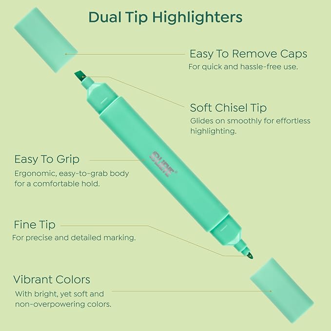 BLIEVE Bible Highlighters No Bleed Through, Pastel Colors, Dual Tip, 8 Pack | - Image 7
