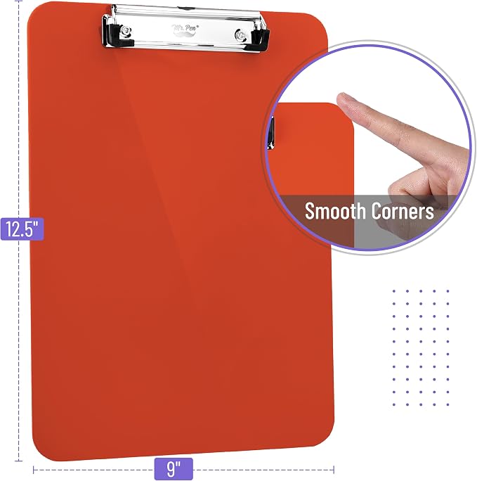 Mr. Pen- Plastic Clipboard, 12.5” x 9”, Clipboard Plastic | Low-Profile Metal - Image 2