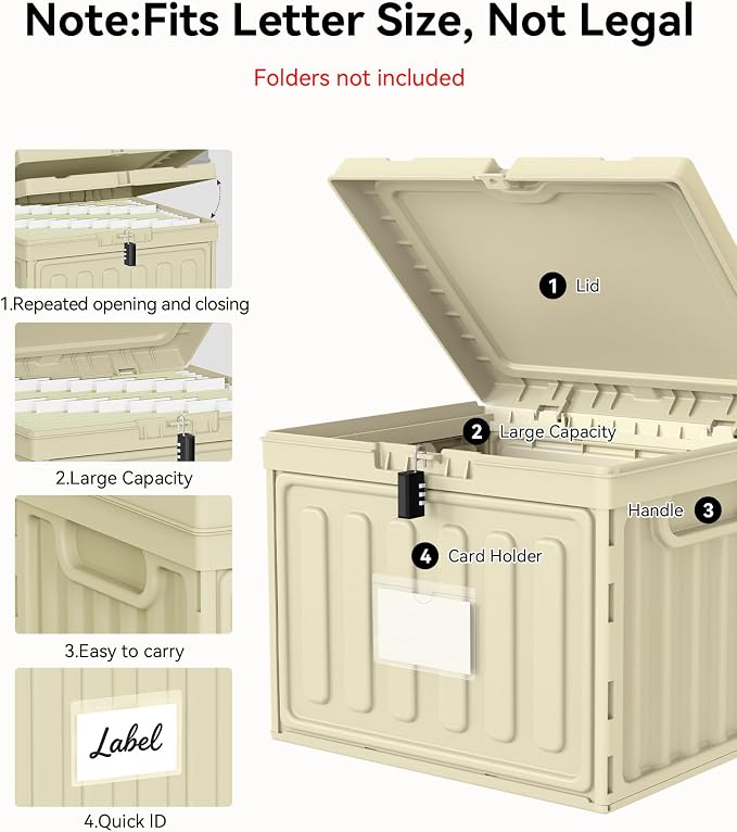 Oterri Lockable Plastic File Box - Image 7