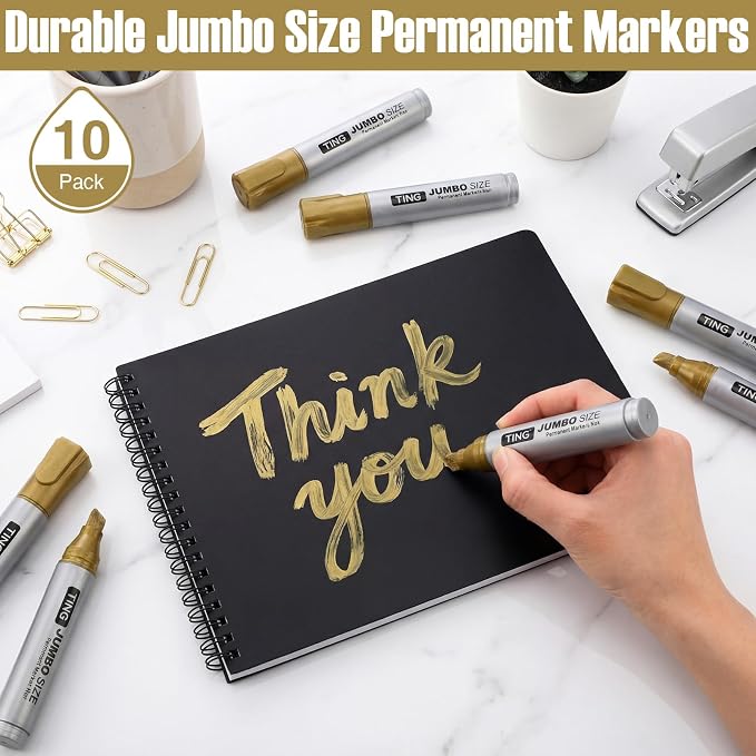 Fuutreo 10 Pack Jumbo Permanent Markers Bulk Large Chisel Tip Permanent Markers - Image 6