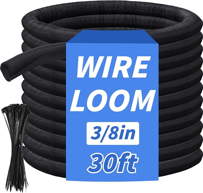 30FT Split Braided Sleeve Cable Management, 3/8 Inch Wire Loom Tubing Cord by Oleitodh
