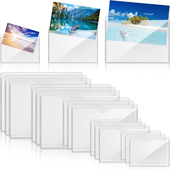 Epakh 50 Pack Clear Adhesive Pockets 5 Sizes Plastic Self Adhesive Label Holder by Epakh