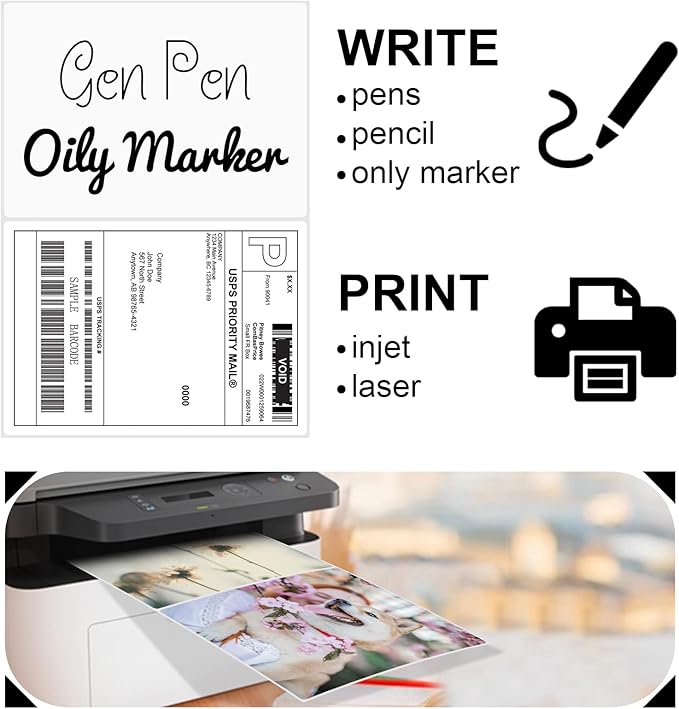 8.5 x 5.5 Half Sheet Shipping Labels for Laser and Inkjet Printers, 2 Per Page Self Adhesive Mailing Labels, White Blank Labels [150 Sheet 300 Labels]-DeskLoop Office