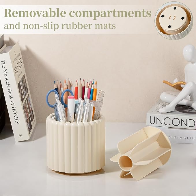 Anyoifax 360° Rotating Pen Holder 7 Slots Desk Organizer Removable Pencil Cup - Image 2