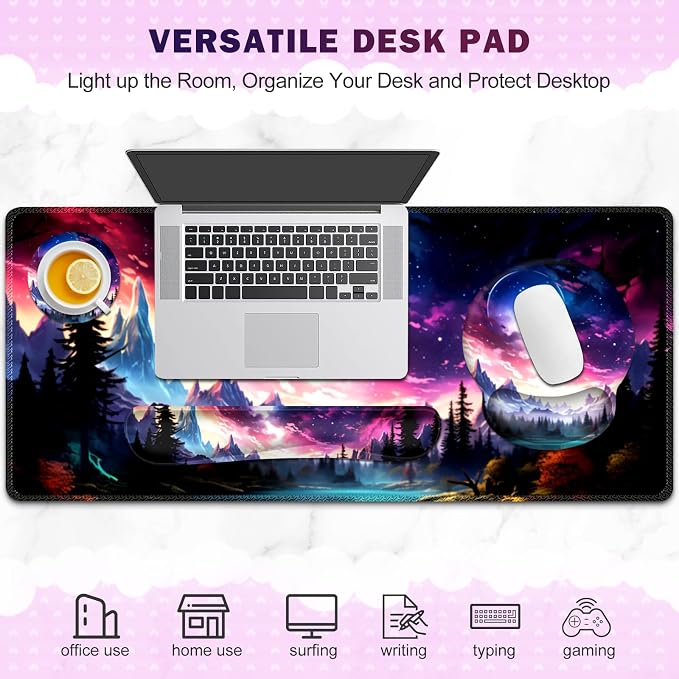Gaming Mouse Pad, Large Desk Mat, Cute Desk Pad Protector, 4in1 XXL Mousepad + - Image 7