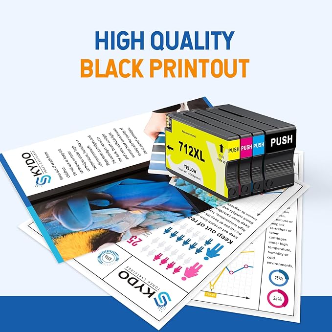 712XL 712 Ink Cartridge Remanufactured Combo 4 Pack Replacement for HP 712XL 712 712 XL Ink Cartridge to Use for DesignJet T650 T250 T230 T630 T210 Studio Plotter Printer (BK/C/M/Y, 4 Pack)-DeskLoop Office